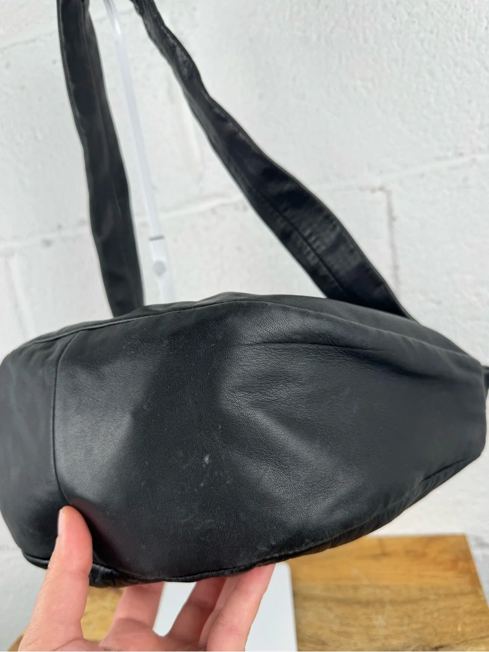 St. Agni Soft Crescent Bag Black Lambskin Leather Shoulder Bag